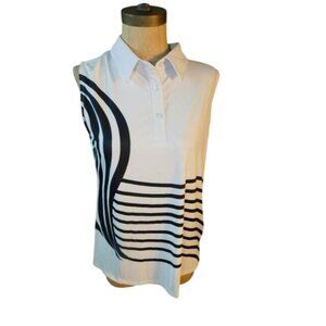 CeGolfs Size L Large Black White Collared Ladies Golf Shirt NWT